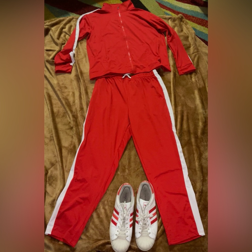 Red and White track suit